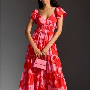 Tiered Flutter Sleeve Dress